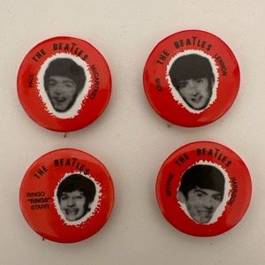 Vintage 1964 The Beatles Red Pinback Button Set – Green Duck Co. (Set of 4)